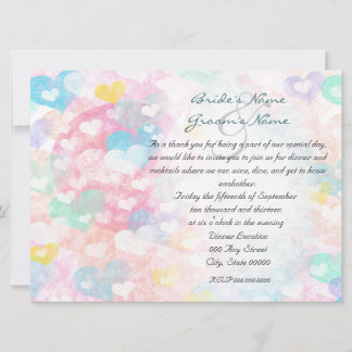 Pastel Watercolor Hearts Rehearsal Dinner Invites 招待状