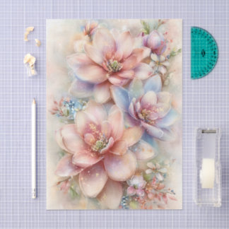 Pastel Watercolor Magnolia Decoupage 薄葉紙