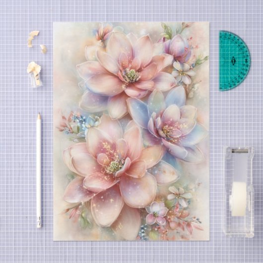 Pastel Watercolor Magnolia Decoupage 薄葉紙 (クラフト)