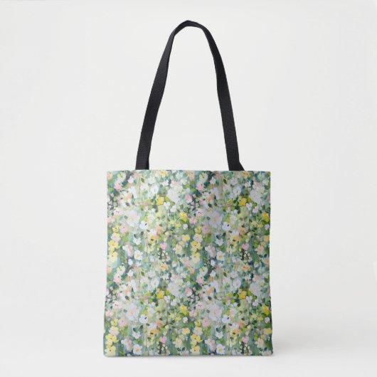 Pastel Watercolor Meadow Tote トートバッグ (正面)