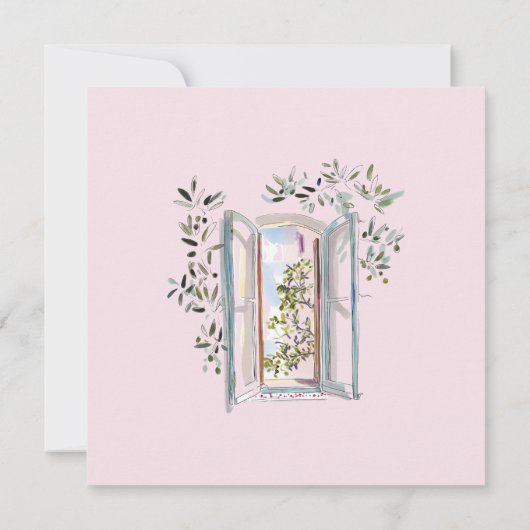 Pastel Watercolor Mediterranean Save The Date (裏面)