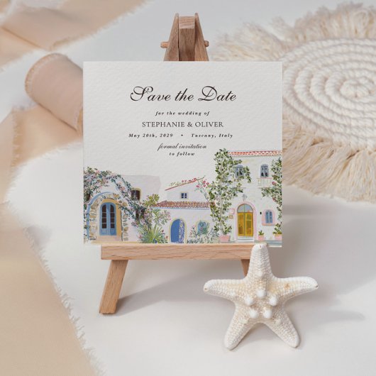 Pastel Watercolor Mediterranean Save The Date