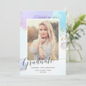 Pastel Watercolor Photo Graduation Announcement 招待状 (スタンド正面)