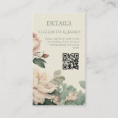 Pastel Watercolor Rose Peonies Floral Wedding エンクロージャーカード (正面)