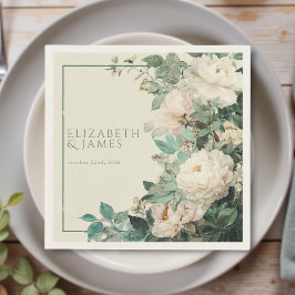 Pastel Watercolor Rose Peonies Floral Wedding スタンダードカクテルナプキン