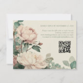 Pastel Watercolor Rose Peonies Floral Wedding 出欠カード (裏面)