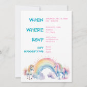 Pastel Watercolor Unicorn Birthday 招待状 (裏面)