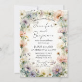 Pastel Watercolor Wildflower Botanical Wedding 招待状 (正面)