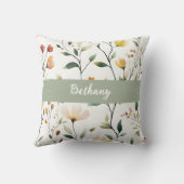 Pastel Watercolor Wildflower Monogram Name クッション (裏面)