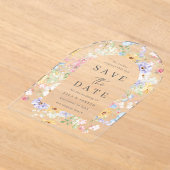 Pastel Watercolor Wildflower Wedding Save The Date アクリル招待状 (レイダウン)