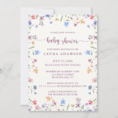 Pastel Watercolor Wildflowers Garden Baby Shower 招待状 (正面)