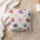 Pastel Watercolour Floral Cushion クッション (ブランケット)