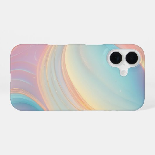 Pastel Waves Dreamy Gradient Art Phone Case iPhone 16ケース (裏面横)