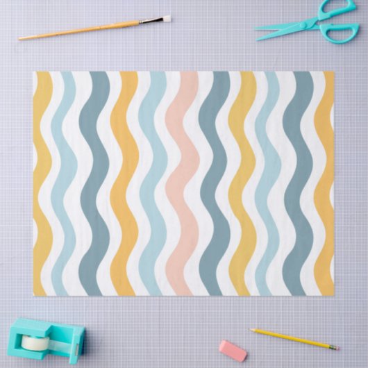 Pastel Wavy Lines  薄葉紙 (クラフト)