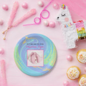 Pastel Welcome First生まれとカスタム写真 ペーパープレート (パーティー)