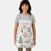 Pastel Whimsical Christmas Kids Apron Custom Name エプロン (インサイチュ)