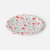Pastel Whimsy Watercolor Heart Medley ペーパープレート (アングル)