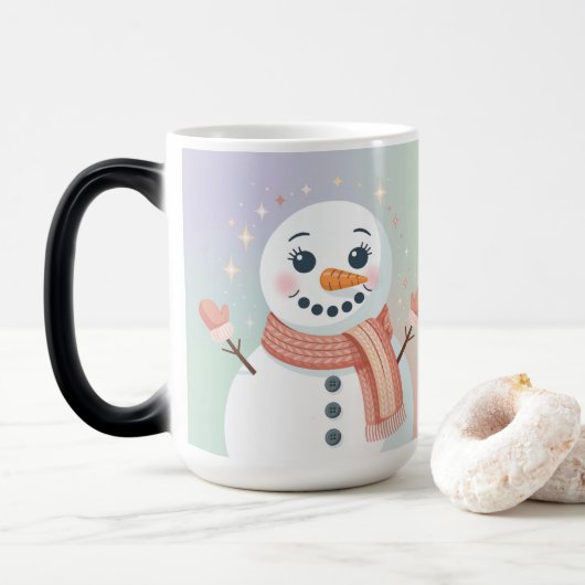 Pastel White Snowman Morphing Mug モーフィングマグカップ (ドーナツ)