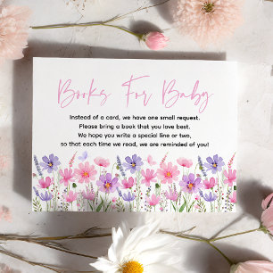 Pastel Wildflower Baby Shower Book Request エンクロージャーカード