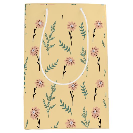 Pastel Wildflower Botanical Gift Bag ミディアムペーパーバッグ (正面)