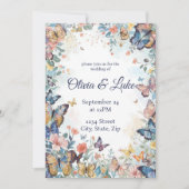  Pastel Wildflower & Butterfly Wedding Invitation 招待状 (正面)