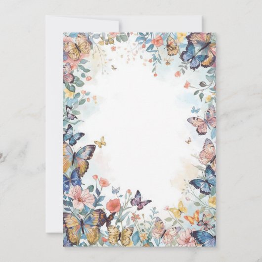  Pastel Wildflower & Butterfly Wedding Invitation 招待状 (裏面)