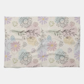 Pastel Wildflower Collage – Chic Floral Geometric キッチンタオル (横)