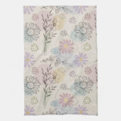 Pastel Wildflower Collage – Chic Floral Geometric キッチンタオル (縦)