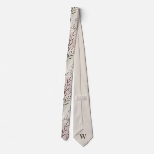 Pastel Wildflower Collage – Chic Floral Geometric  ネクタイ (裏面)