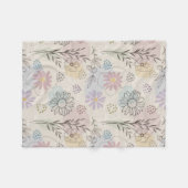 Pastel Wildflower Collage – Chic Floral Geometric  フリースブランケット (正面(横))