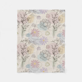 Pastel Wildflower Collage – Chic Floral Geometric  フリースブランケット