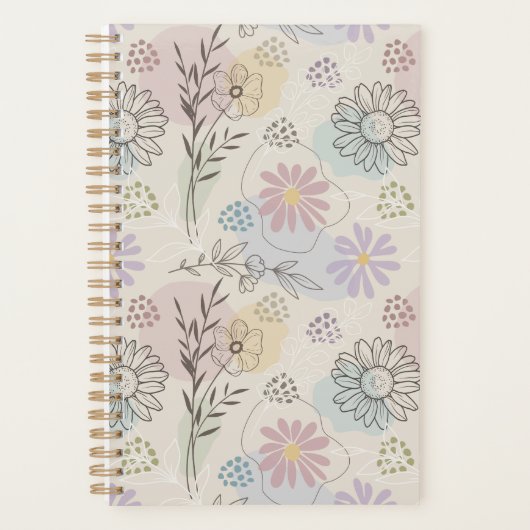 Pastel Wildflower Collage – Chic Floral Geometric  プランナー手帳 (正面)