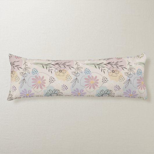 Pastel Wildflower Collage – Chic Floral Geometric ボディピロー (正面)