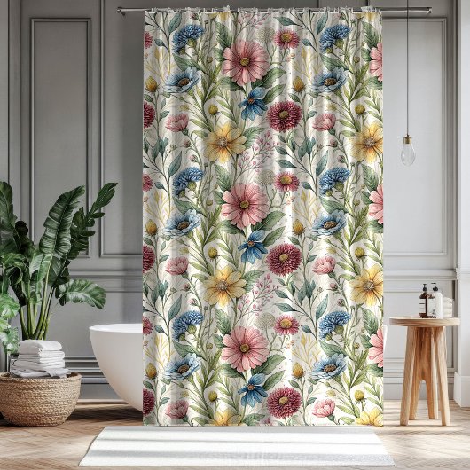 Pastel Wildflower Curtain Gift for Parents’ Love シャワーカーテン