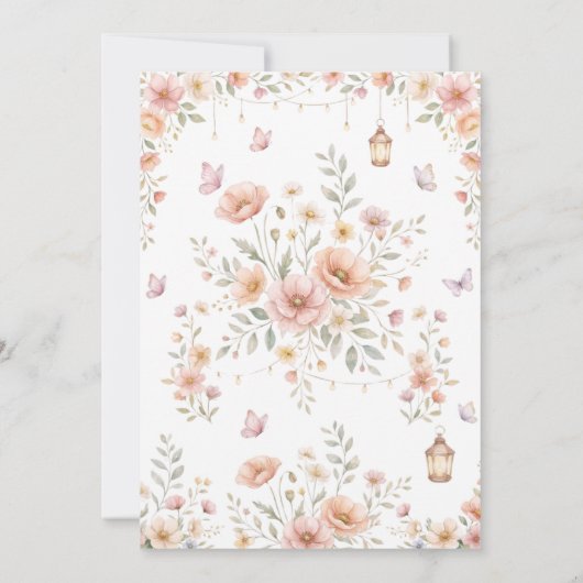 Pastel Wildflower Fairy First 1st Birthday Party 招待状 (裏面)