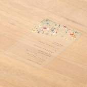 Pastel Wildflower Field Wedding アクリル招待状 (レイダウン)