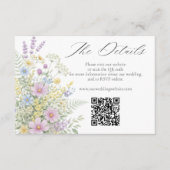 Pastel Wildflower Floral Garden Wedding Website QR エンクロージャーカード (正面)