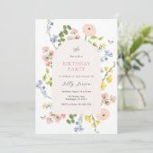 Pastel Wildflower Garden Birthday Invitation 招待状 (スタンド正面)