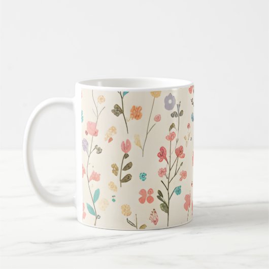 Pastel Wildflower Meadow コーヒーマグカップ (左)