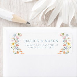 Pastel wildflower meadow flower Return Address ラベル