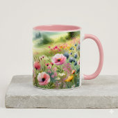 Pastel Wildflower Meadow Landscape マグカップ
