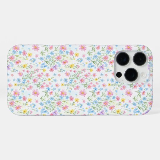 Pastel Wildflower Meadow Pattern iPhoneケース (裏面横)