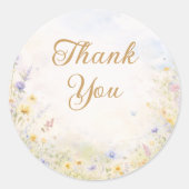 Pastel Wildflower Meadow Thank You Floral ラウンドシール (正面)