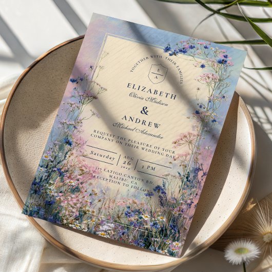 Pastel Wildflower Meadow Wedding 招待状