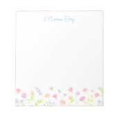 Pastel Wildflower Personalized Blue Notepad ノートパッド (正面)