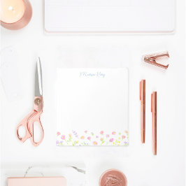 Pastel Wildflower Personalized Blue Notepad ノートパッド