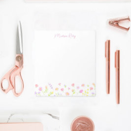 Pastel Wildflower Personalized Pink Notepad ノートパッド