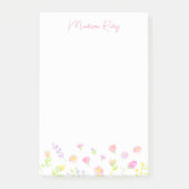 Pastel Wildflower Personalized Pink Post-It Notes ポストイット (正面)