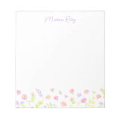 Pastel Wildflower Personalized Purple Notepad ノートパッド (正面)