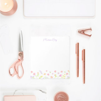 Pastel Wildflower Personalized Purple Notepad ノートパッド